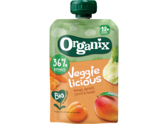  Organix Veggielicious Knijpfruit Mango, Abrikoos, Wortel & Venkel 12+m